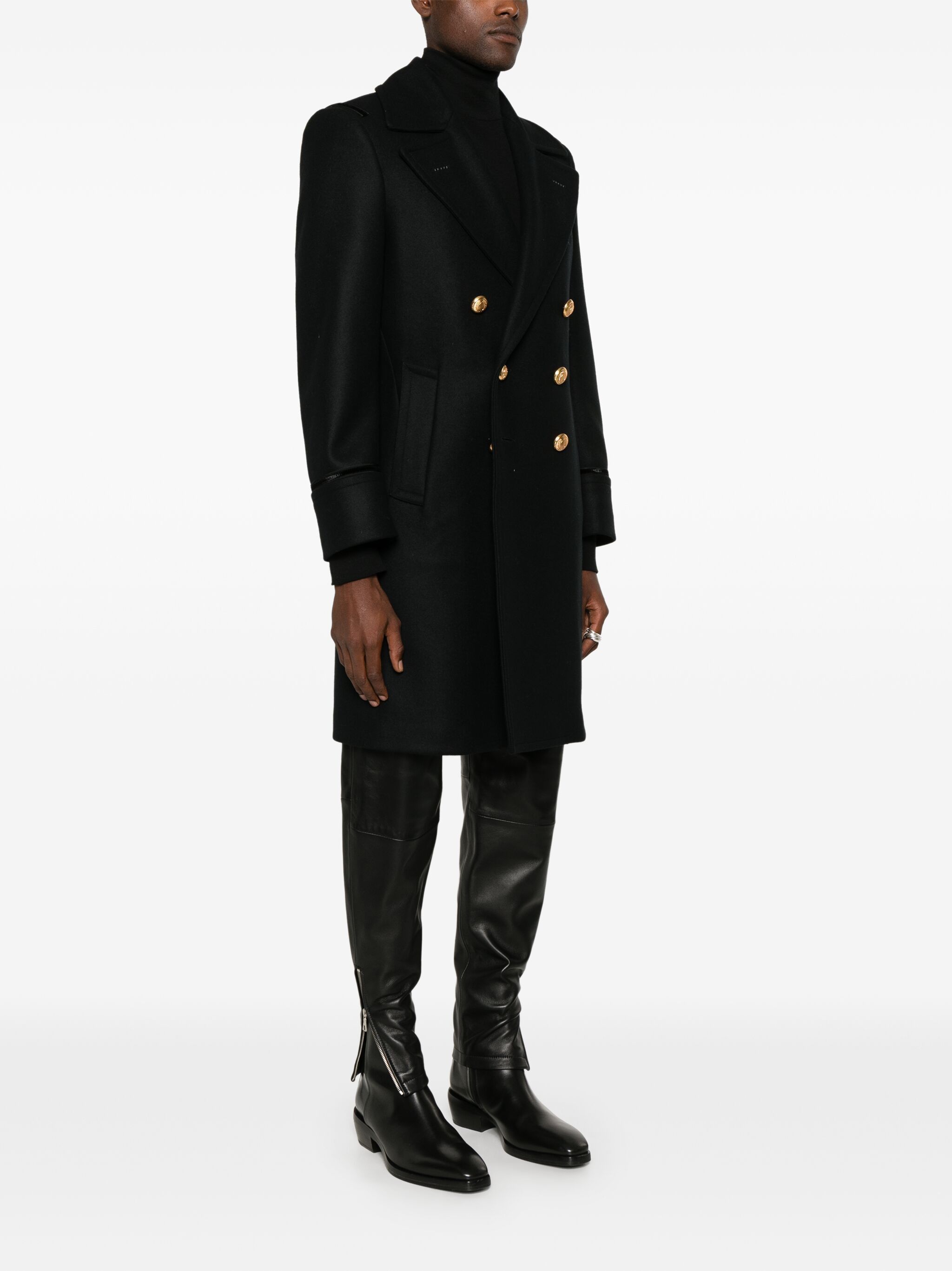Saint Laurent Paris o1bcso1str1124 Coat in Black Size S / US 4 / IT 40 - 2 Thumbnail