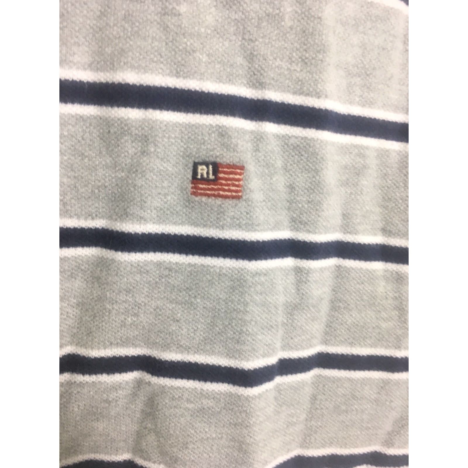 Vintage Ralph Lauren Polo Jeans Co. Mens L Short Sleeve Gray Navy Blue Stripe Polo Shirt Size US L / EU 52-54 / 3 - 2 Thumbnail