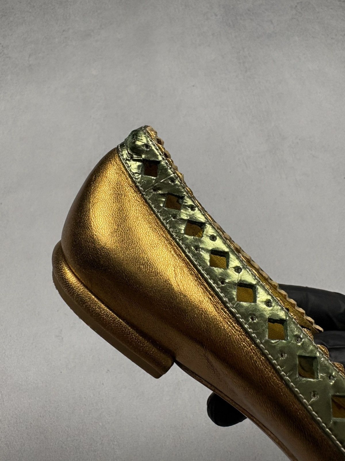 Prada Archive Prada Milano Metallic Gold Ballet Flats 38.5 Vintage Size US 8.5 / IT 38.5 - 15 Thumbnail