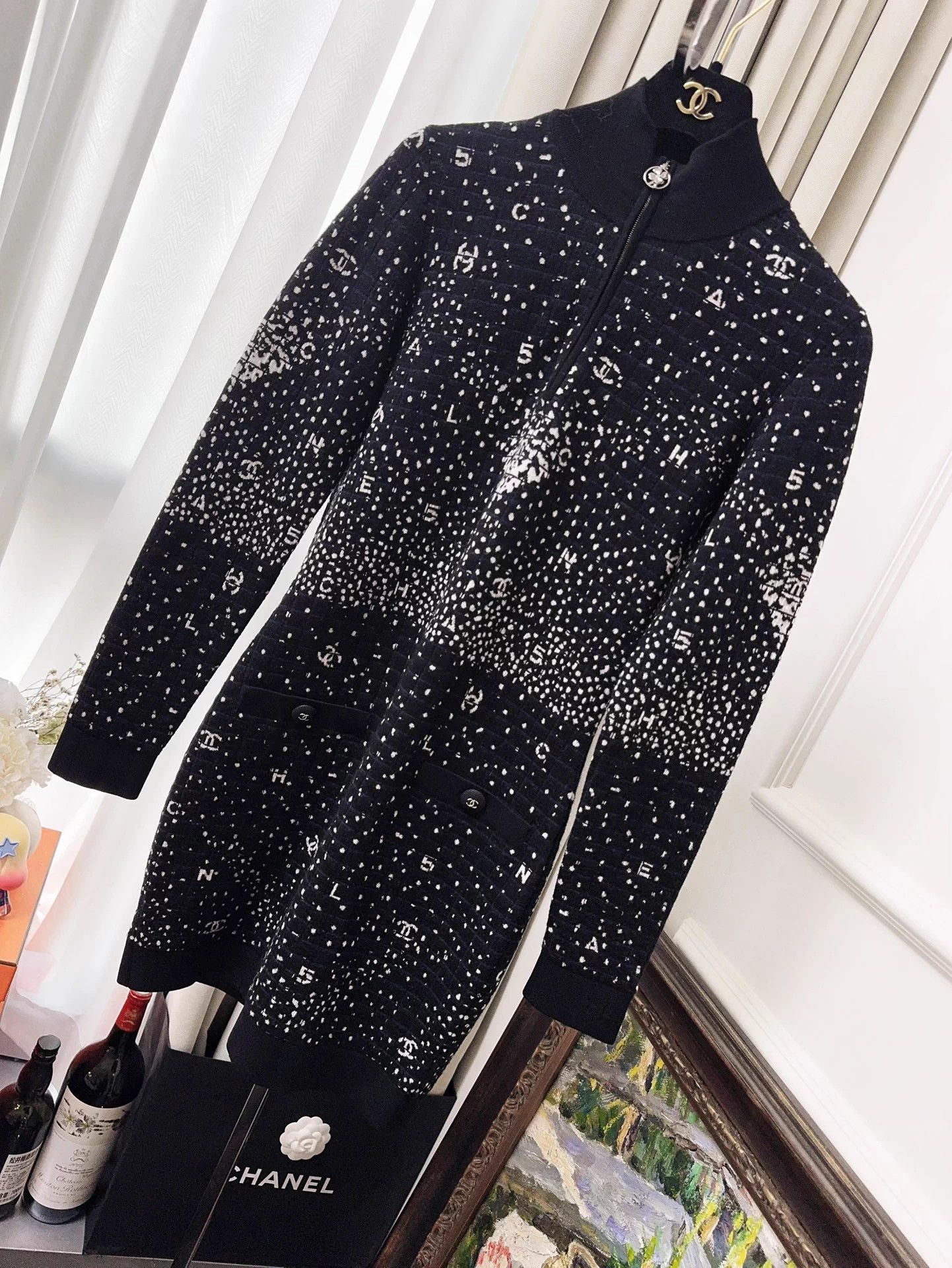 Chanel CHANEL 20n Cocow Ski Crystal Double C Knit LS Dress 36 New Size XS / US 0-2 / IT 36-38 - 1 Thumbnail