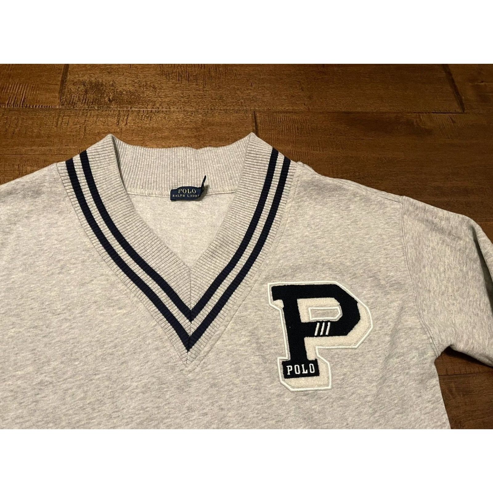Polo Ralph Lauren Polo Ralph Lauren Varsity V-Neck Long Sweatshirt Dress Small Womens Gray Size S / US 4 / IT 40 - 2 Thumbnail