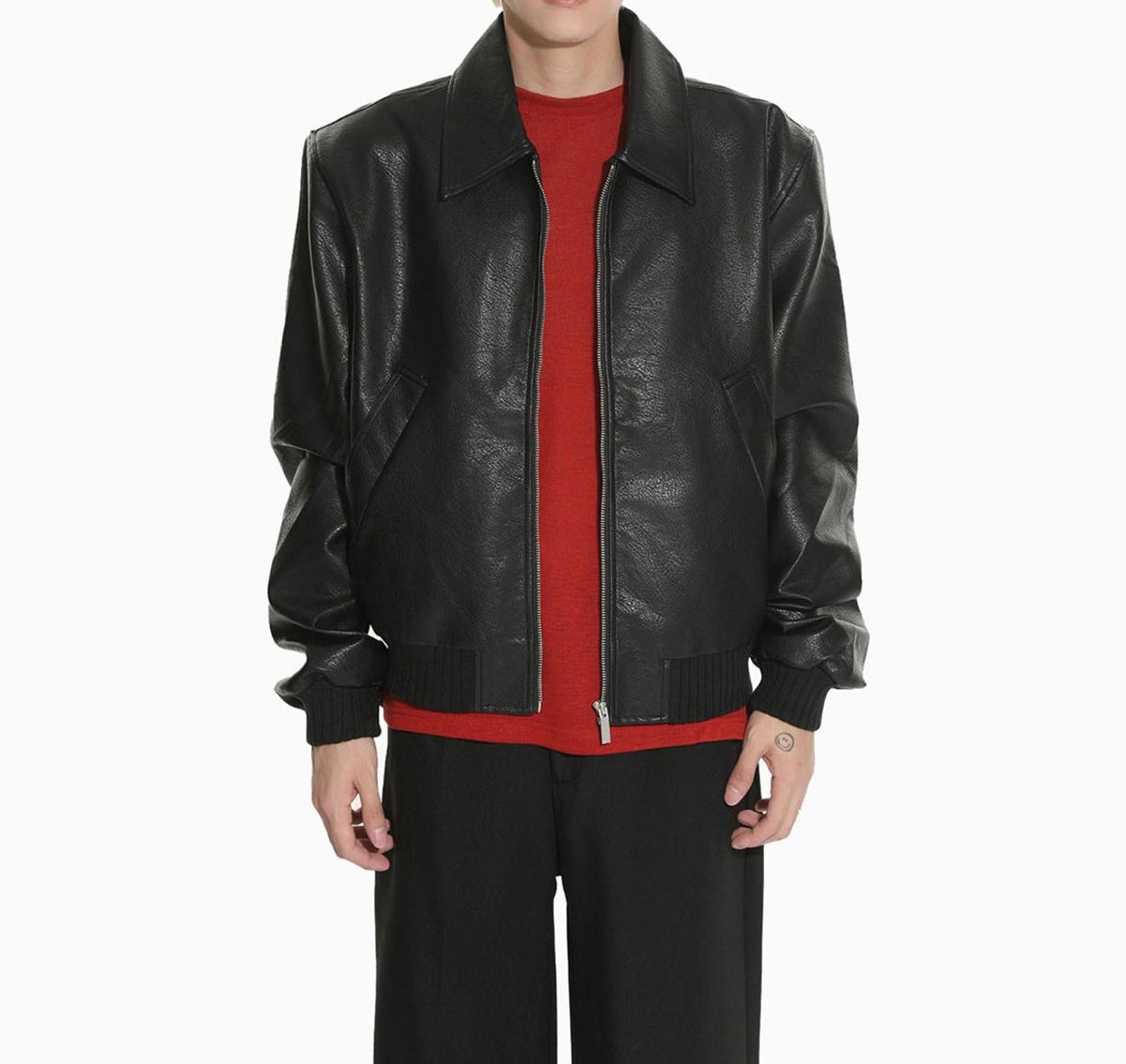 Japanese Brand Brown Faux Leather Bomber Jacket, Relaxed Fit Outerwear Size US M / EU 48-50 / 2 - 5 Thumbnail