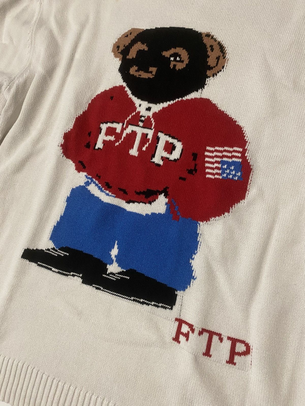 Fuck The Population FTP Bear Knit Sweater (White) Size US XL / EU 56 / 4 - 2 Thumbnail