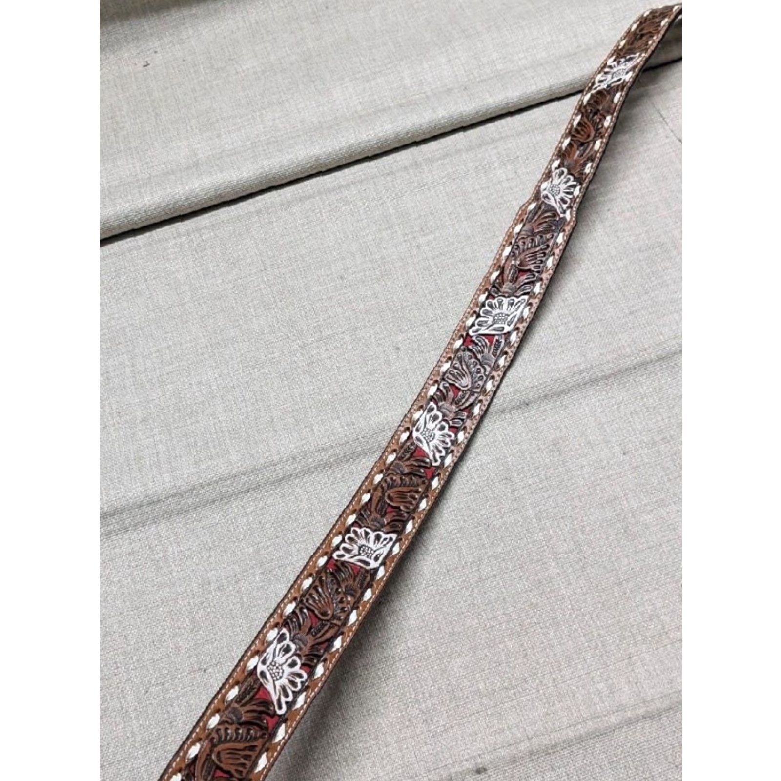 Vintage VINTAGE Nocona belt Western belt Buckle 32 brown floral cowhide leather Size 32 - 5 Thumbnail