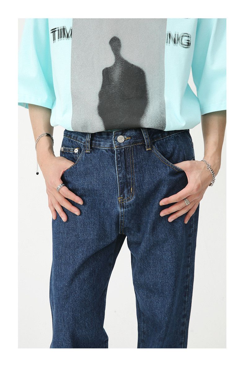 Japanese Brand × Jean Dark blue casual straight-leg slit washed jeans Size US 32 / EU 48 - 5 Thumbnail