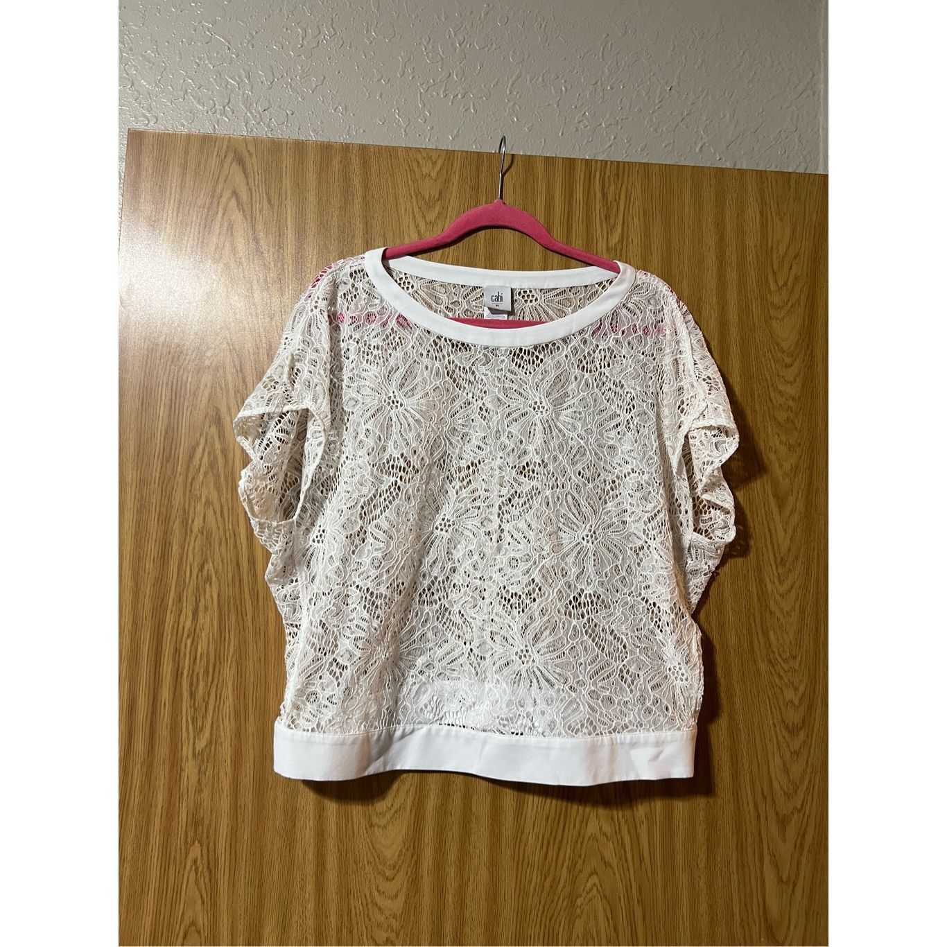 Other Cabi White Lace Top Woman’s Size Medium See Through Top Size M / US 6-8 / IT 42-44 - 1 Thumbnail