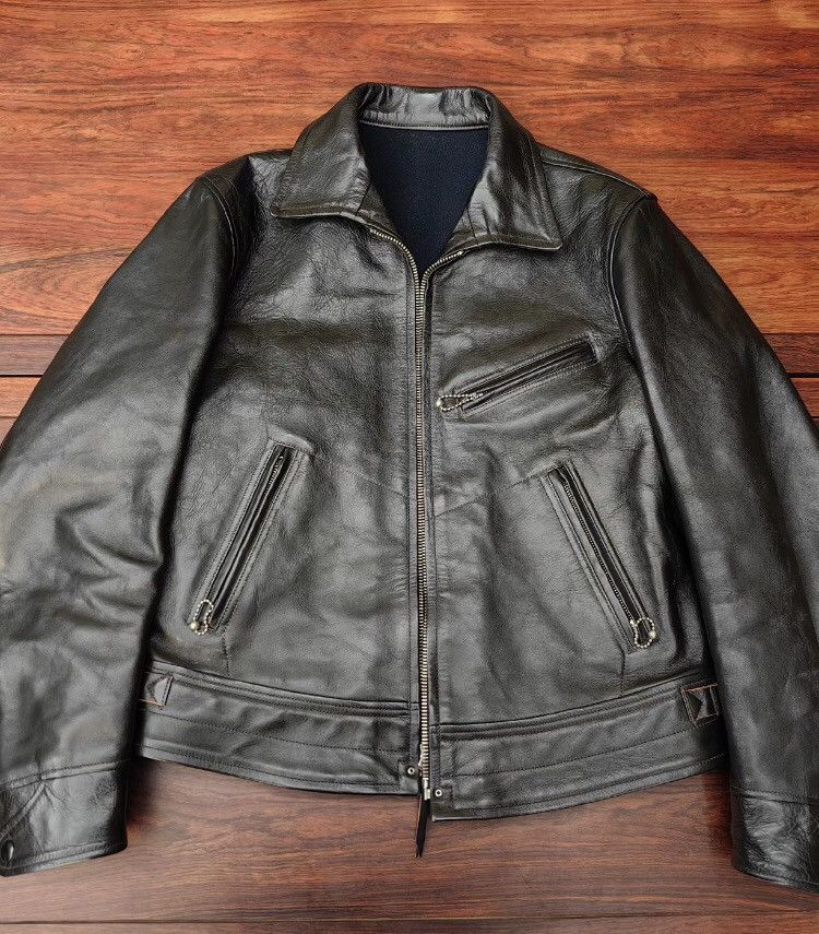 image of Freewheelers Mulholland Road Horseskin Leather Jacket in Black, Men's (Size Large)