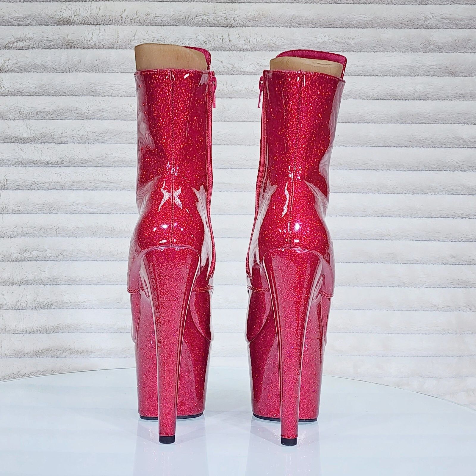 Other Adore 1020GP Fuchsia Pink Glitter Patent 7" High Heel Platf Size US 9 / IT 39 - 5 Thumbnail