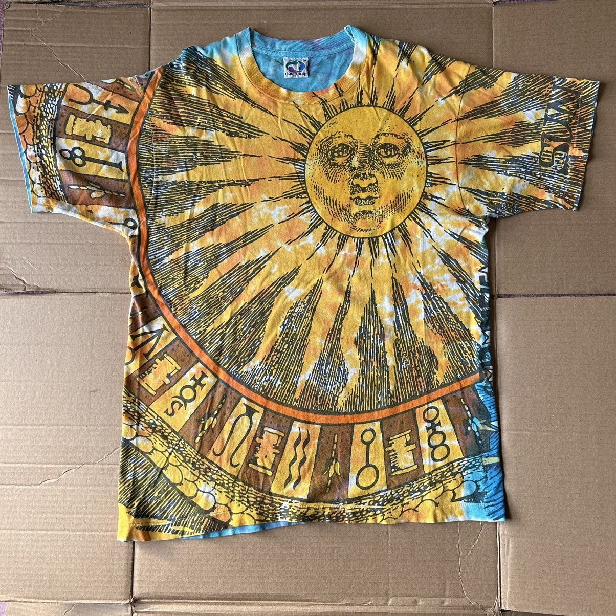 image of Art x Liquid Blue Vintage 1992 Chris Pinkerton Liquid Blue Sun Moon Aop Single Stitch Tee in Blue/Y