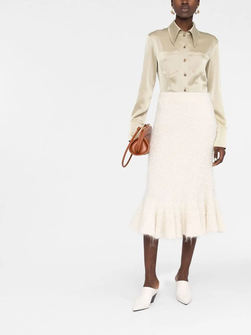 Jil Sander o1y1025 Midi Skirt in Ivory Size 27" / US 4 / IT 40 - 5 Thumbnail