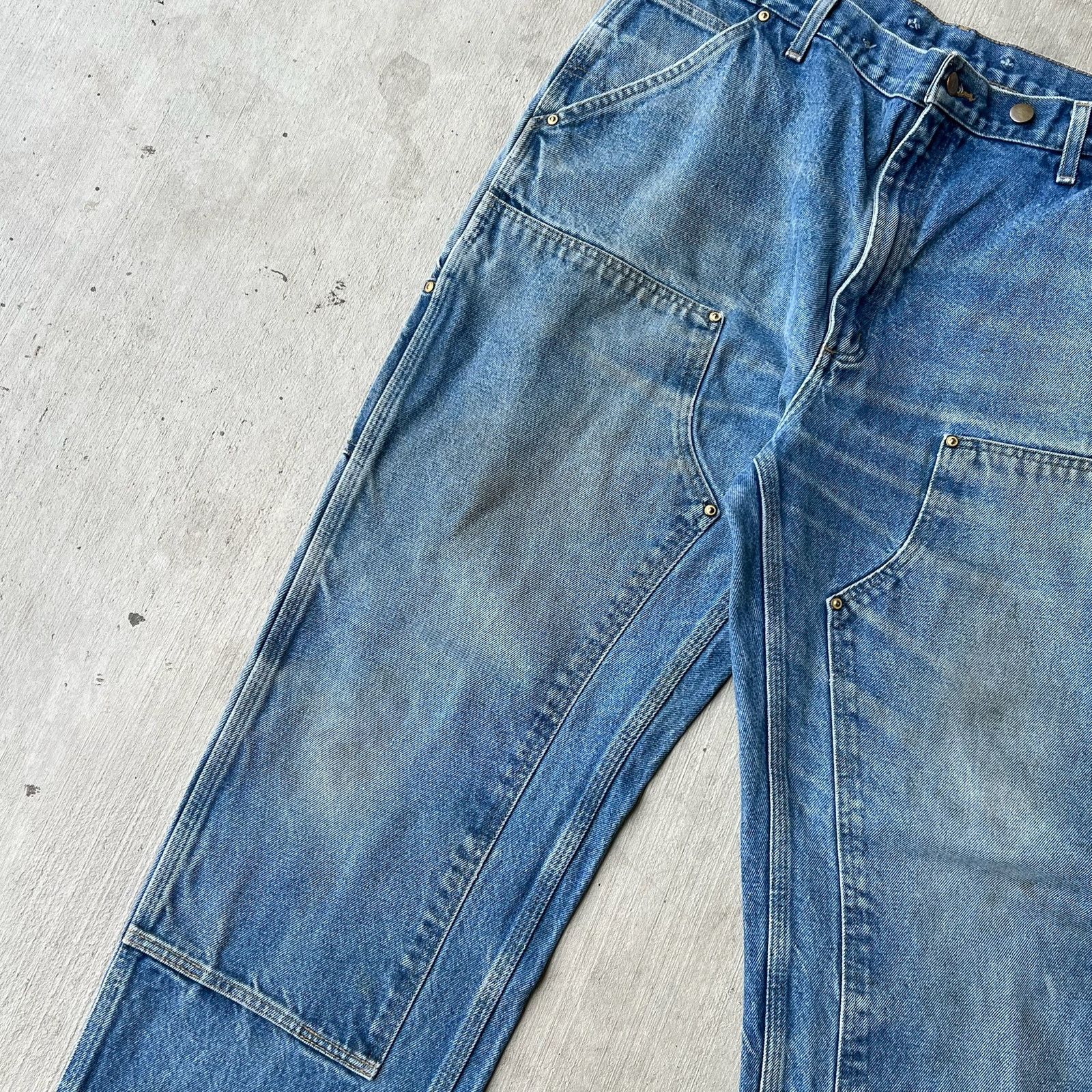 Carhartt × Vintage Carhartt denim blue jean double knee work carpenter pants Size US 37 - 8 Thumbnail