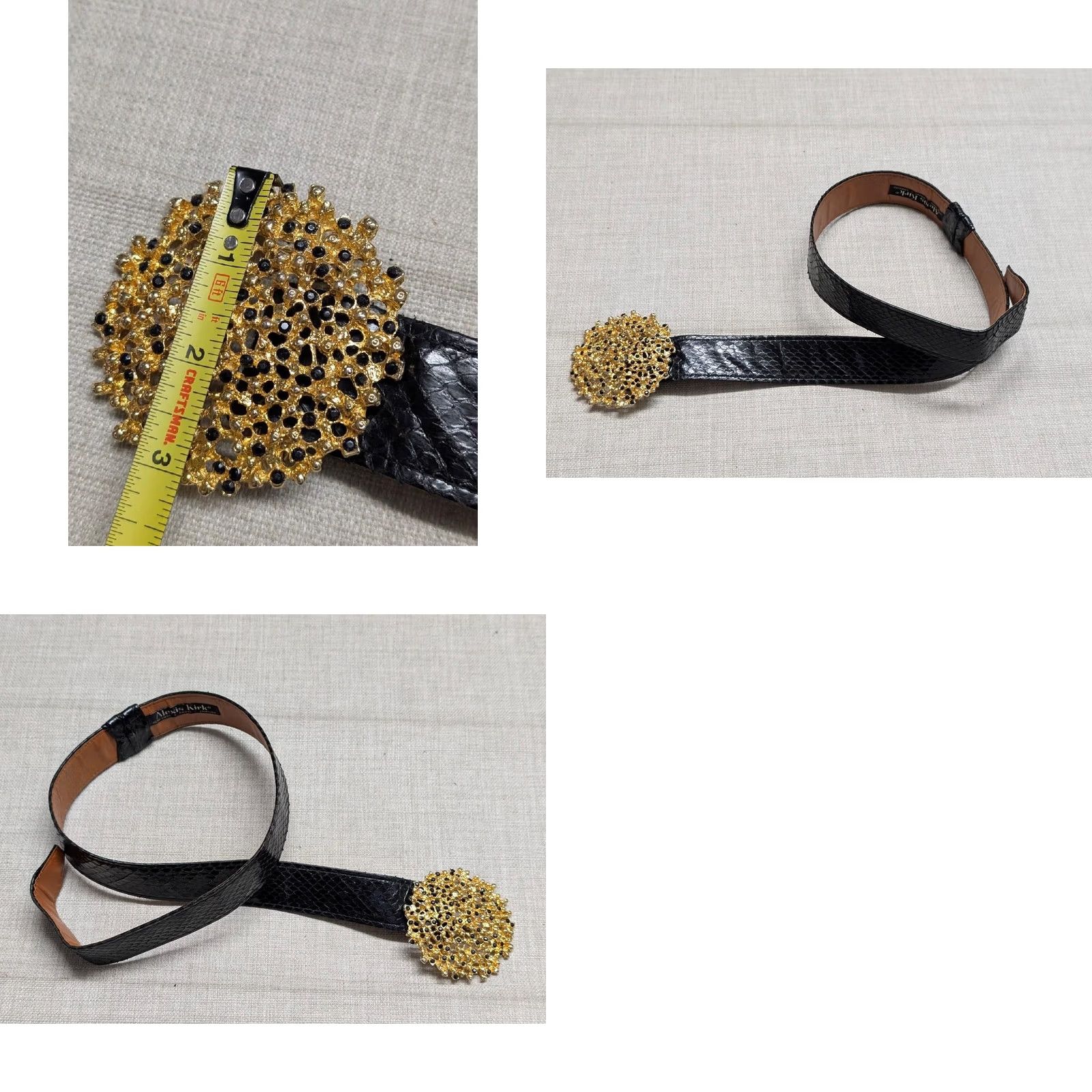 ALEXIS VINTAGE Alexis Kirk belt SNAKESKIN leather 30 black GLAM bling belt Mens Womens Size ONE SIZE - 9 Thumbnail