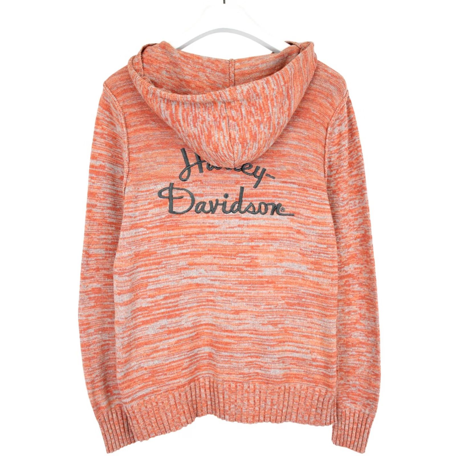 Harley Davidson HARLEY-DAVIDSON Jumper Women's XL Zipped Up Knitted Melange Orange Peach Hoodie Size XL / US 12-14 / IT 48-50 - 2 Thumbnail