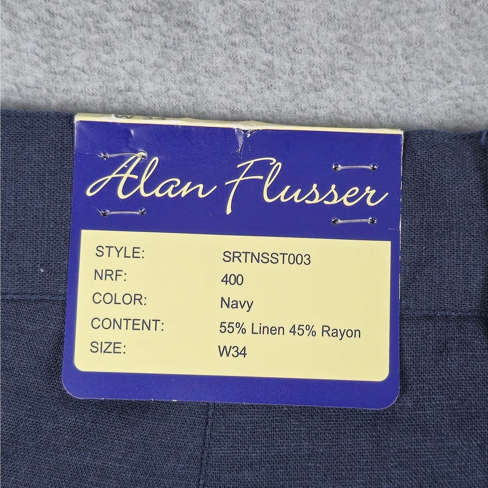 Alan Flusser Alan Flusser 34 Navy Linen Blend Flat Front Chino Shorts Size US 34 / EU 50 - 11 Thumbnail