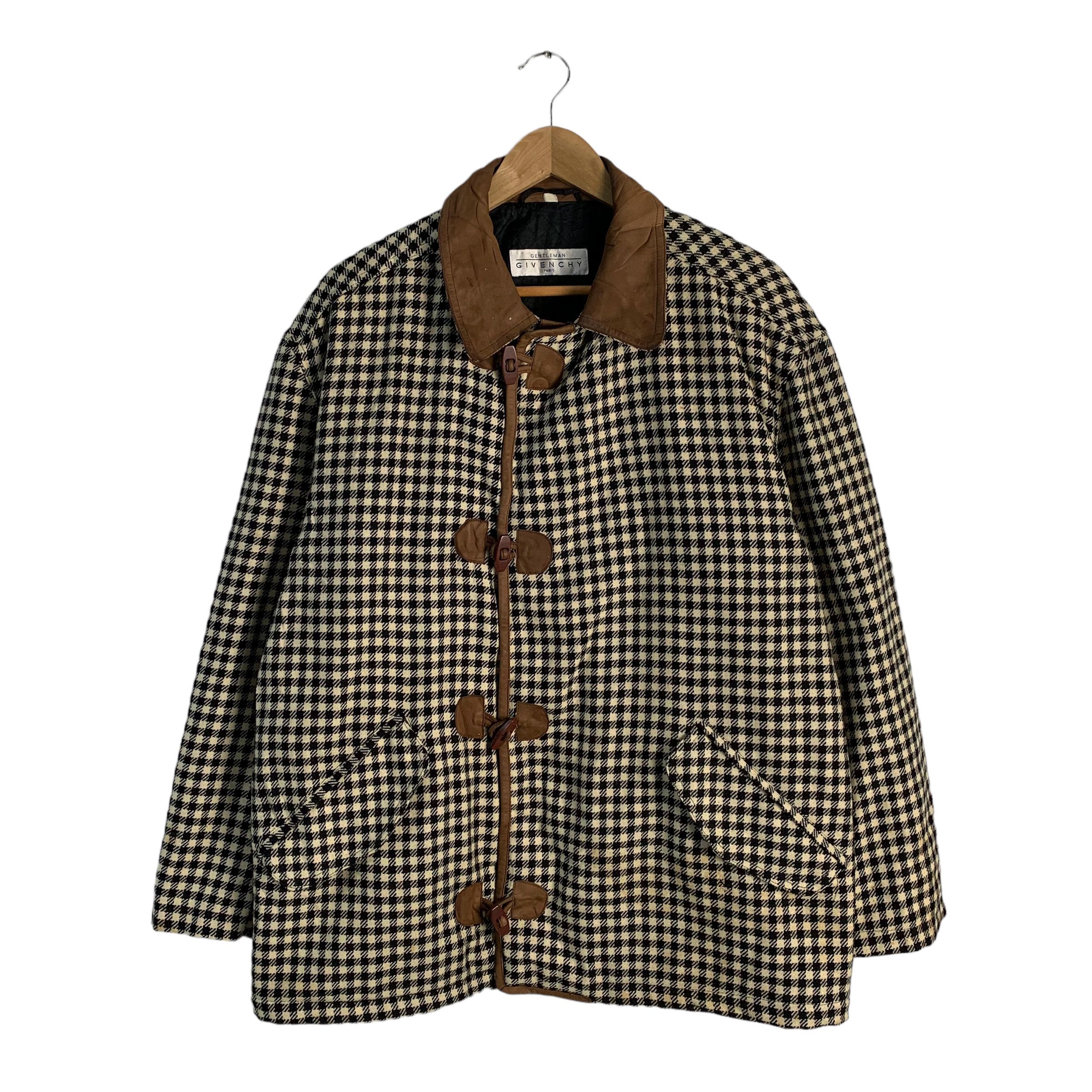 Givenchy Givenchy Gentlemen Houndstooth Wool Leather Jacket Size US M / EU 48-50 / 2 - 1 Thumbnail