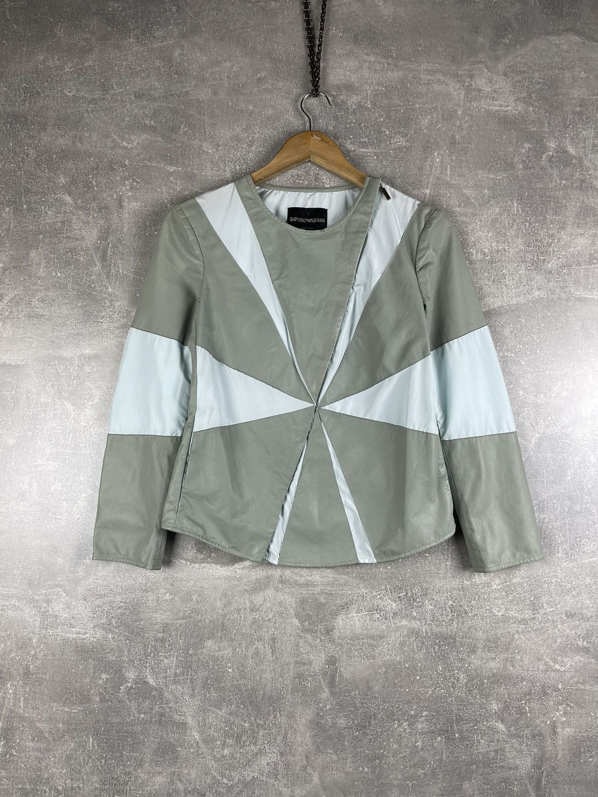Emporio Armani Emporio Armani Leather Nylon Geometric Panel Jacket Size S / US 4 / IT 40 - 1 Thumbnail