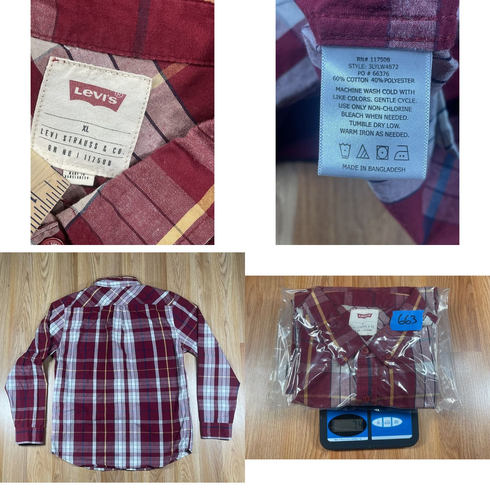 CO Levi’s Strauss & Co Shirt Men’s XL Multicolor Plaid Button Up Flannel Clean Casual Size US XL / EU 56 / 4 - 8 Thumbnail