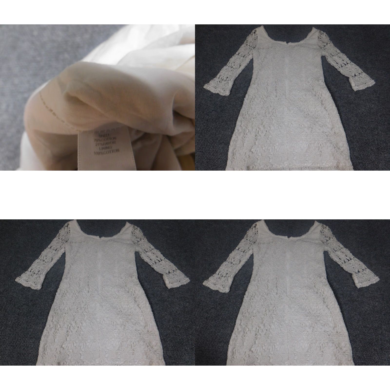 White House Black Market White House Black Market Womens Dress A-Line 6 White Floral Knit Mock Neck Zip Puff Sleeve Knee Length Lined Cotton Rayon Casual Summer Girls/Womens Size M / US 6-8 / IT 42-44 - 8 Thumbnail