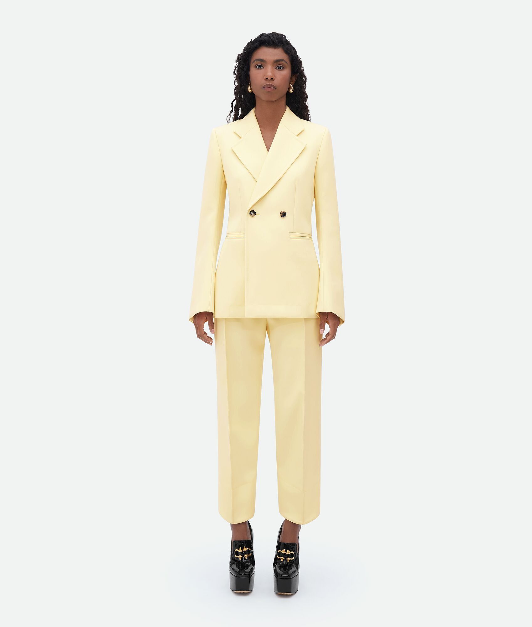 Bottega Veneta o1n1vont0325 Curved Shape Compact Wool Trouser in Chamomile Size 27" / US 4 / IT 40 - 4 Thumbnail