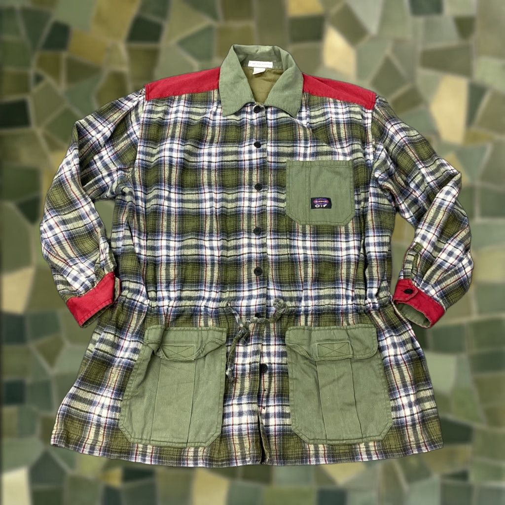 Vintage HIGH ADVANTAGE Vintage Military Jacket Womens 18 Green Plaid Flannel Outdoor Fall Spring Size XXL / US 16-18 / IT 52-54 - 1 Thumbnail