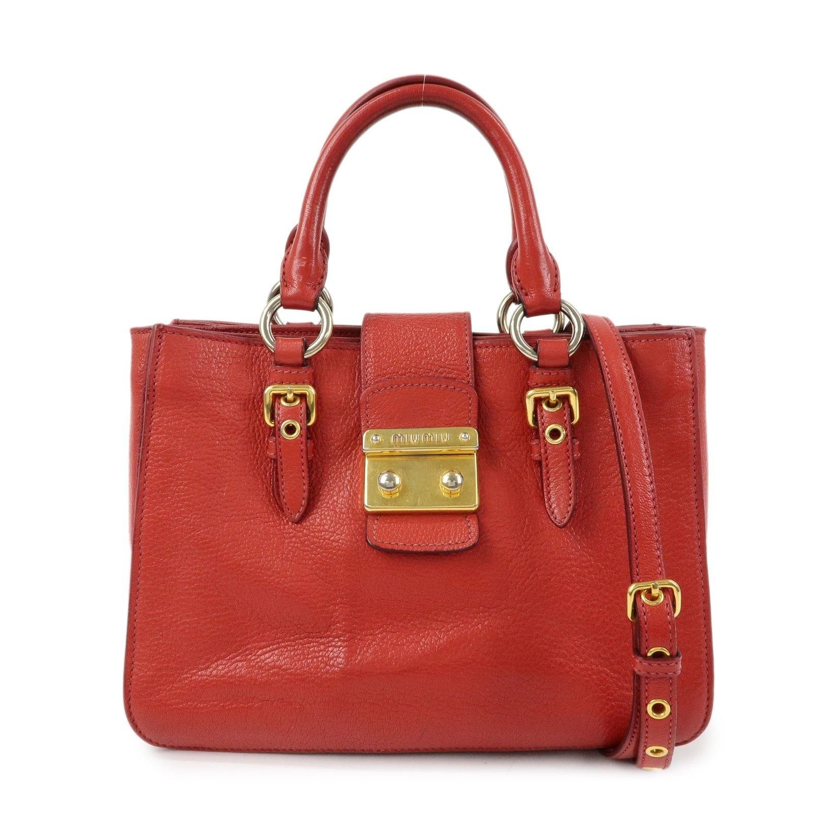 Miu Miu Miu Miu Madras Leather Satchel Red Size ONE SIZE - 1 Thumbnail