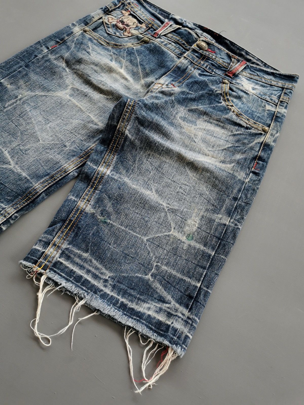 Japanese Brand Skull The World Freedom Whiskers Fades Short Jeans Size US 34 / EU 50 - 6 Thumbnail