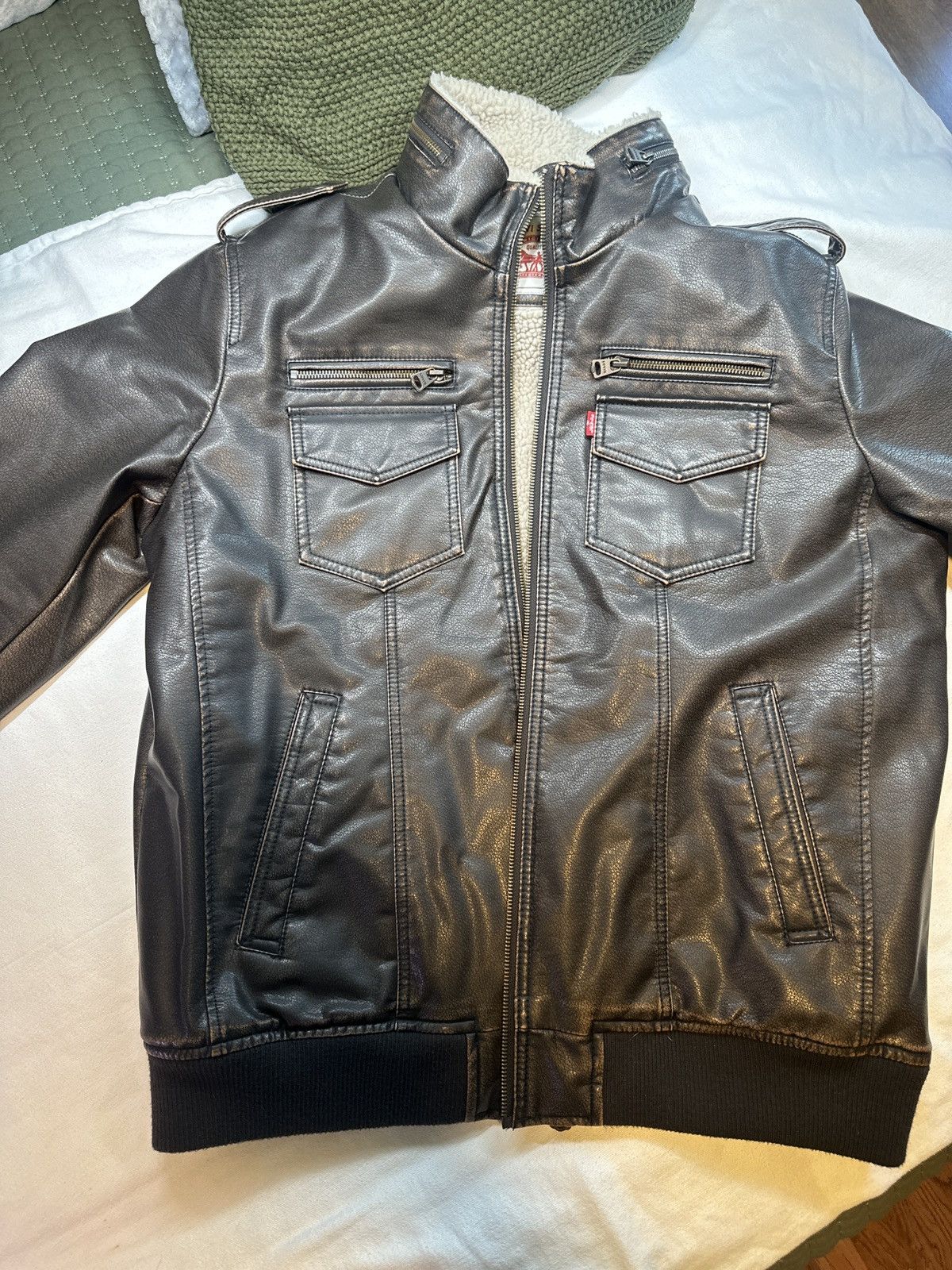 Levi's Levis Sherpa Lined Leather Jacket Size US L / EU 52-54 / 3 - 4 Thumbnail