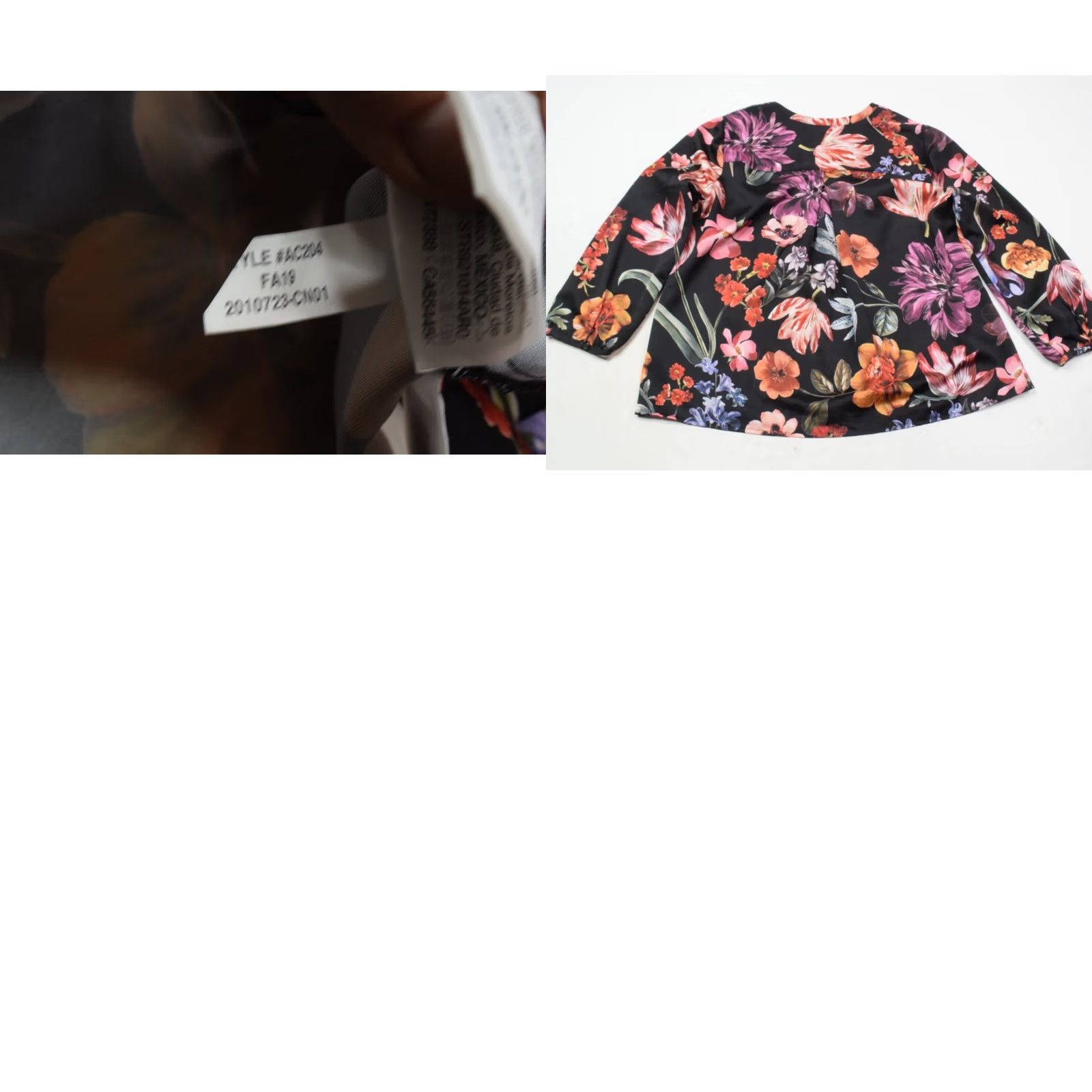 J.Crew J.Crew Midnight Floral Open V-Neck Top Womens S Black Pullover Long Sleeve Size S / US 4 / IT 40 - 8 Thumbnail