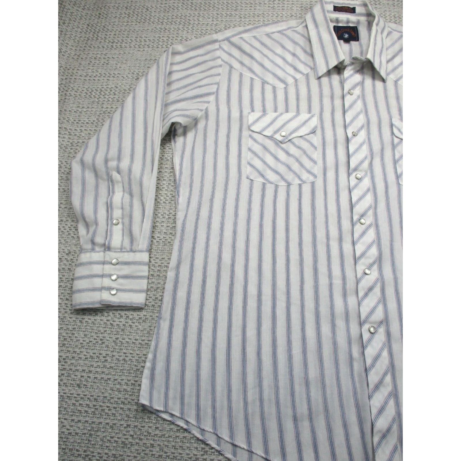 Vintage VTG Rock Creek Ranch Western Shirt Mens 17X34 Pearl Snap White Striped Cowboy Size US XL / EU 56 / 4 - 3 Thumbnail