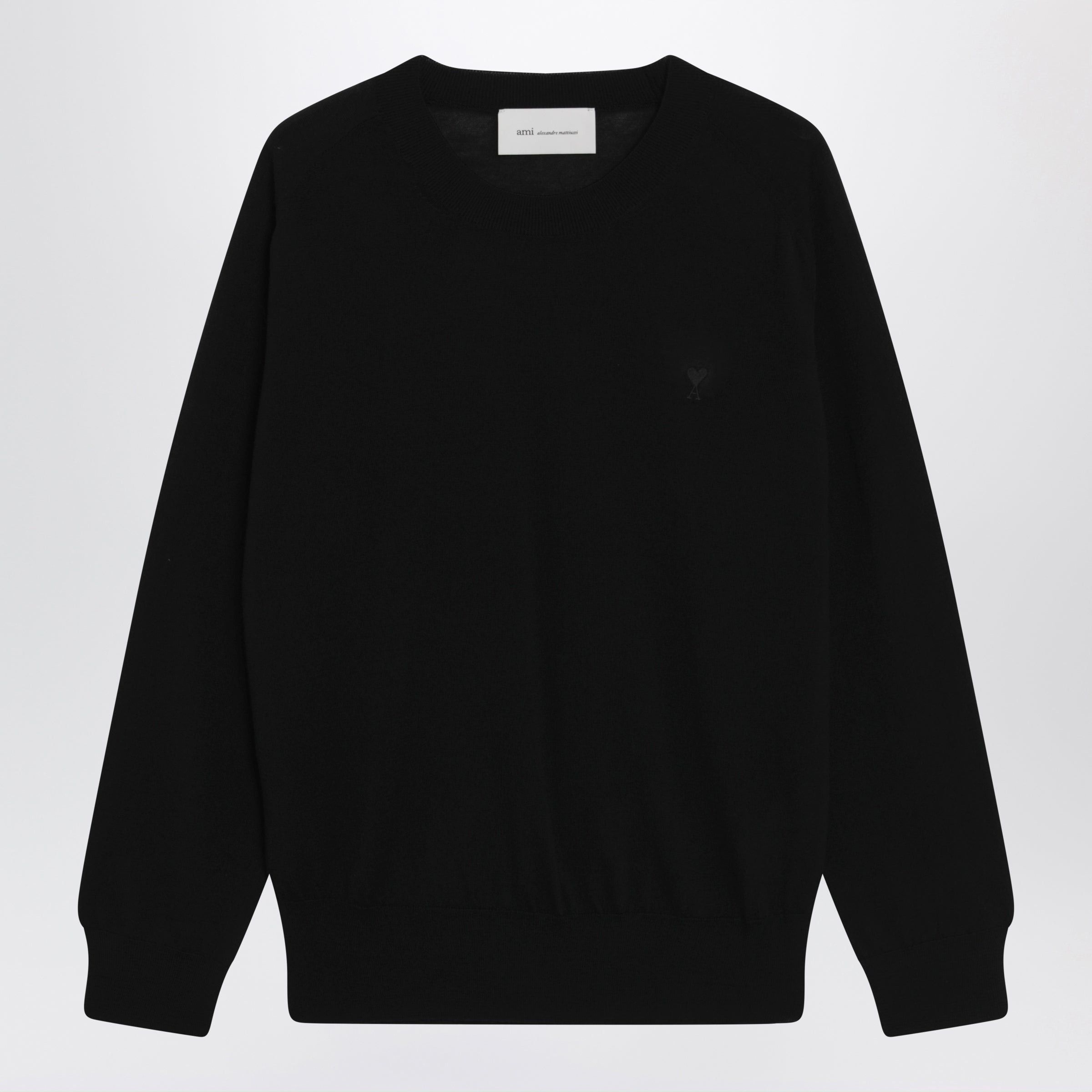 AMI Ami Paris Black Ami De Coeur Wool Sweater By Ami Paris Size US S / EU 44-46 / 1 - 1 Thumbnail