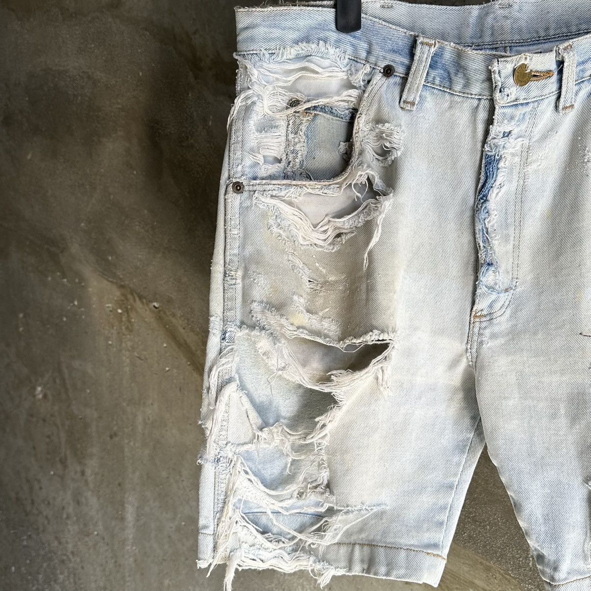 Wrangler 80s Vintage Wrangler DESTROYED Denim Shorts Size US 33 - 2 Thumbnail