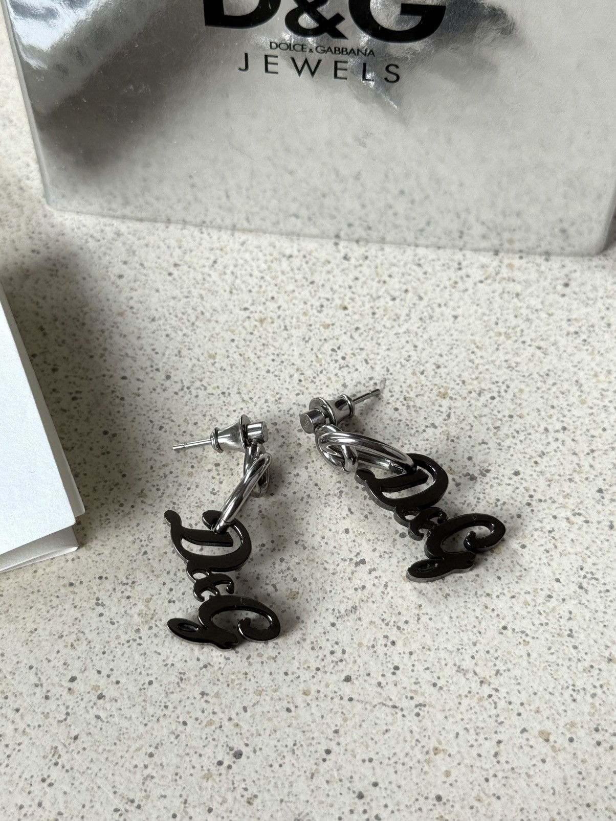 Dolce & Gabbana Vintage Dolce & Gabbana Logo Black Silver Earrings Size ONE SIZE - 5 Thumbnail