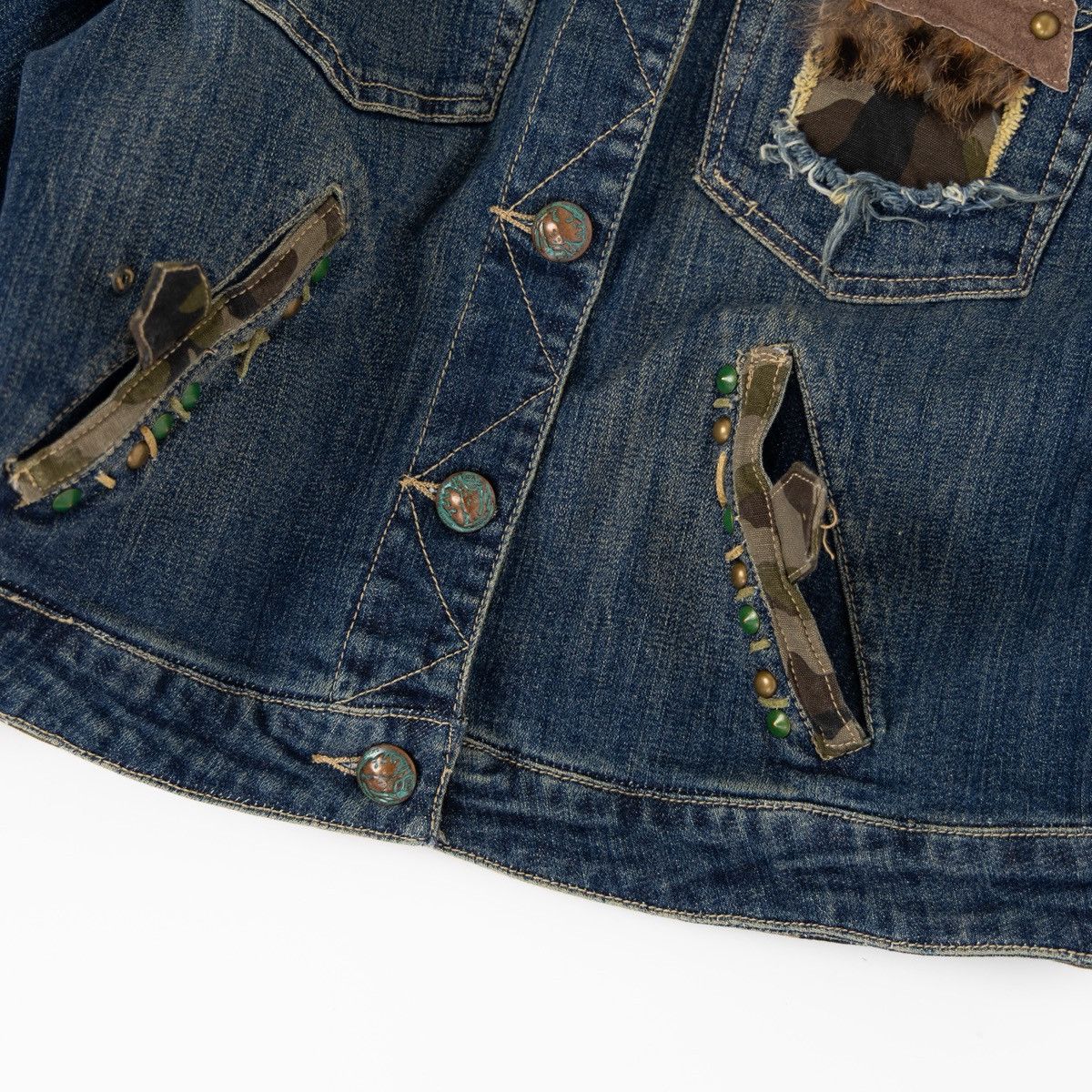 Vintage Rosa & Rose Vintage Denim Jacket Blue Embellished Patchwork Size XL / US 12-14 / IT 48-50 - 8 Thumbnail