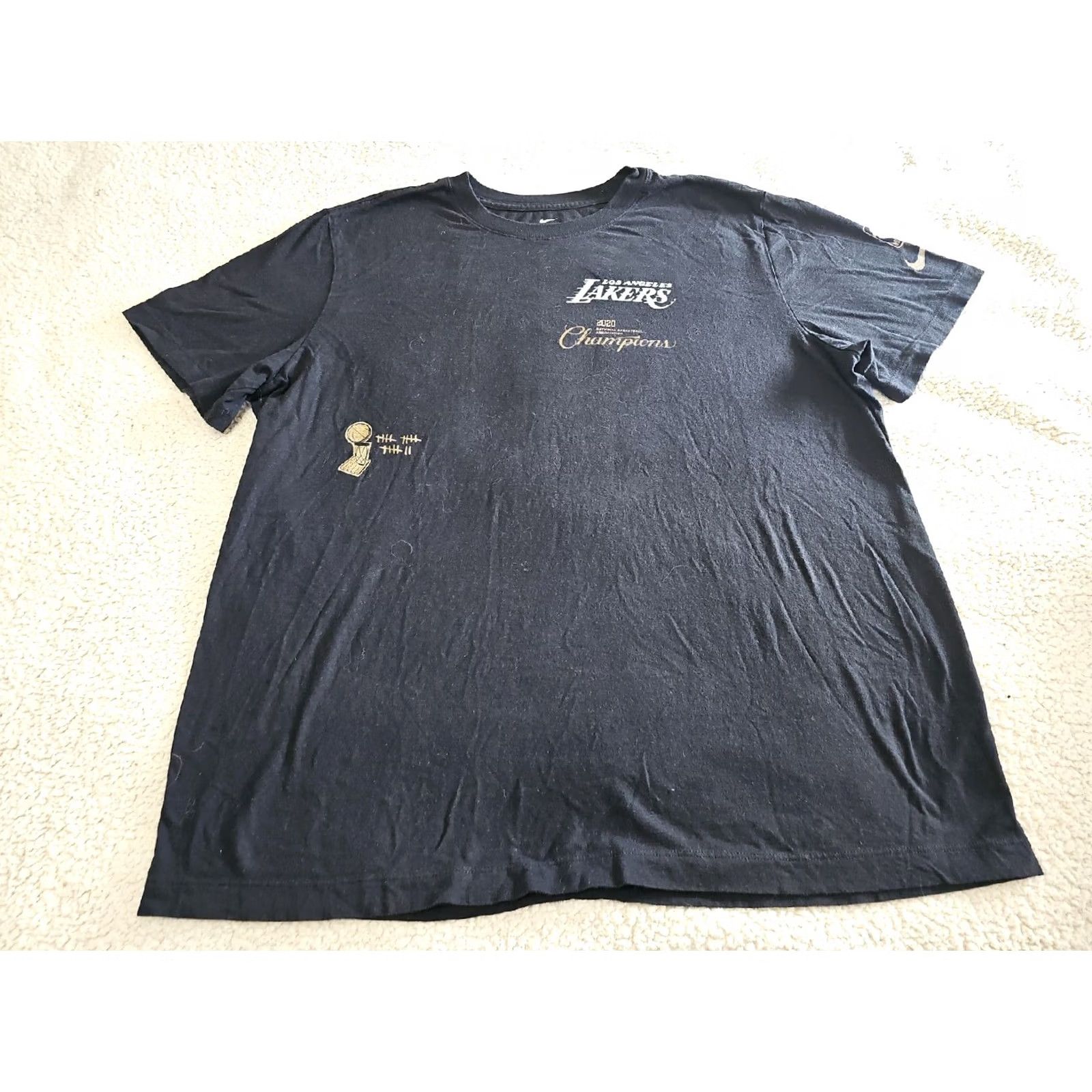 Nike Nike Los Angeles Lakers 2020 NBA Finals Champions Celebration TShirt XL Black Short Sleeve Graphic Print Cotton Unisex Adults Men Women Mens Womens Size US XL / EU 56 / 4 - 3 Thumbnail