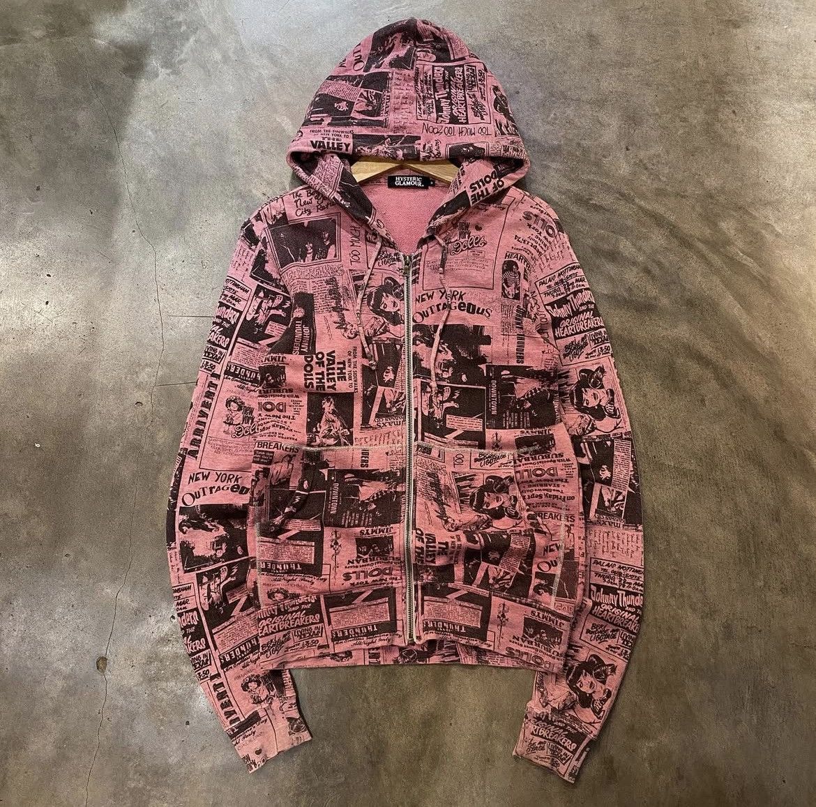 Pre-owned Hysteric Glamour 00s  X New York Doll Vintage Y2k Zip Hoodie In Pink