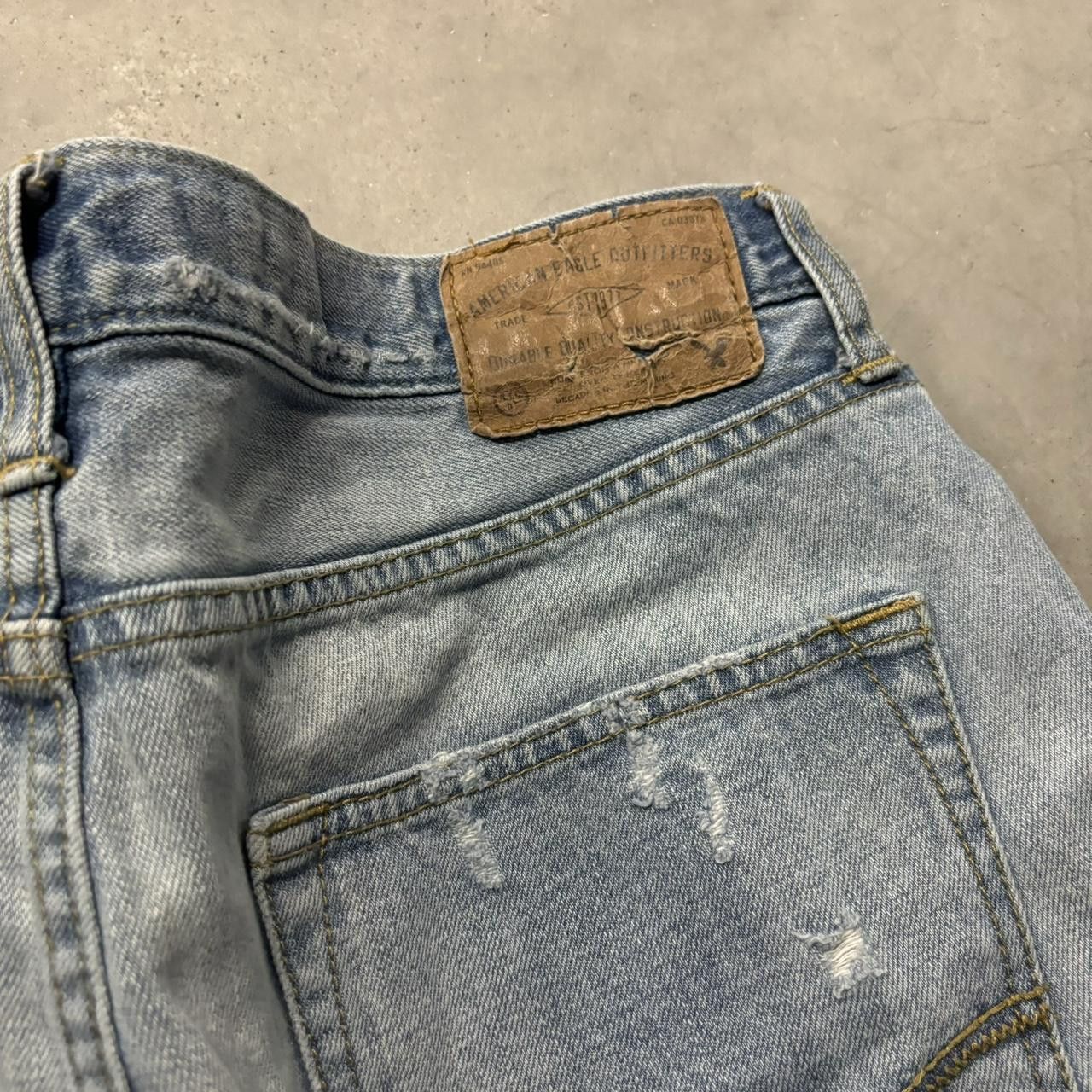 Japanese Brand × Vintage Crazy Vintage Y2K/2000s Grunge Light Wash Distressed Denim Jean Shorts Jorts! Size US 34 / EU 50 - 5 Thumbnail