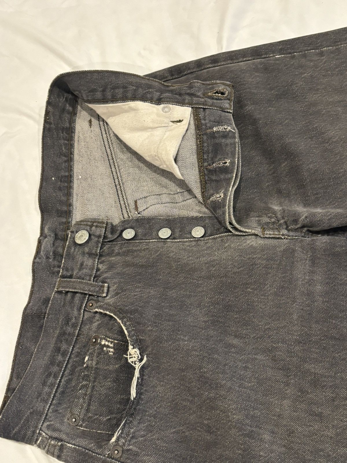 Levi's Distressed 80s Levi's 501-0658 Black Yarn Dyed Denim 32 × 28 Size US 32 / EU 48 - 8 Thumbnail