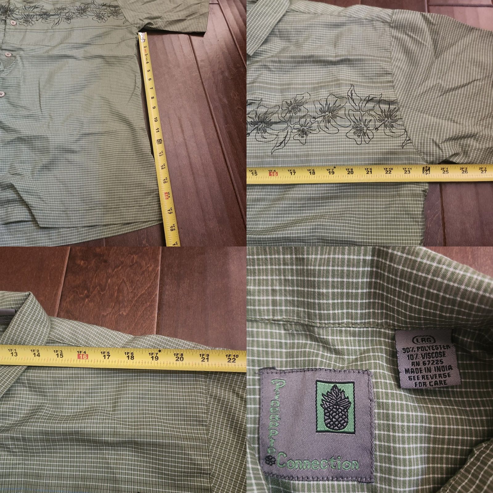 Vintage Pineapple Connection Hawaiian Green Floral Button Up Men's Shirt L Size US L / EU 52-54 / 3 - 9 Thumbnail