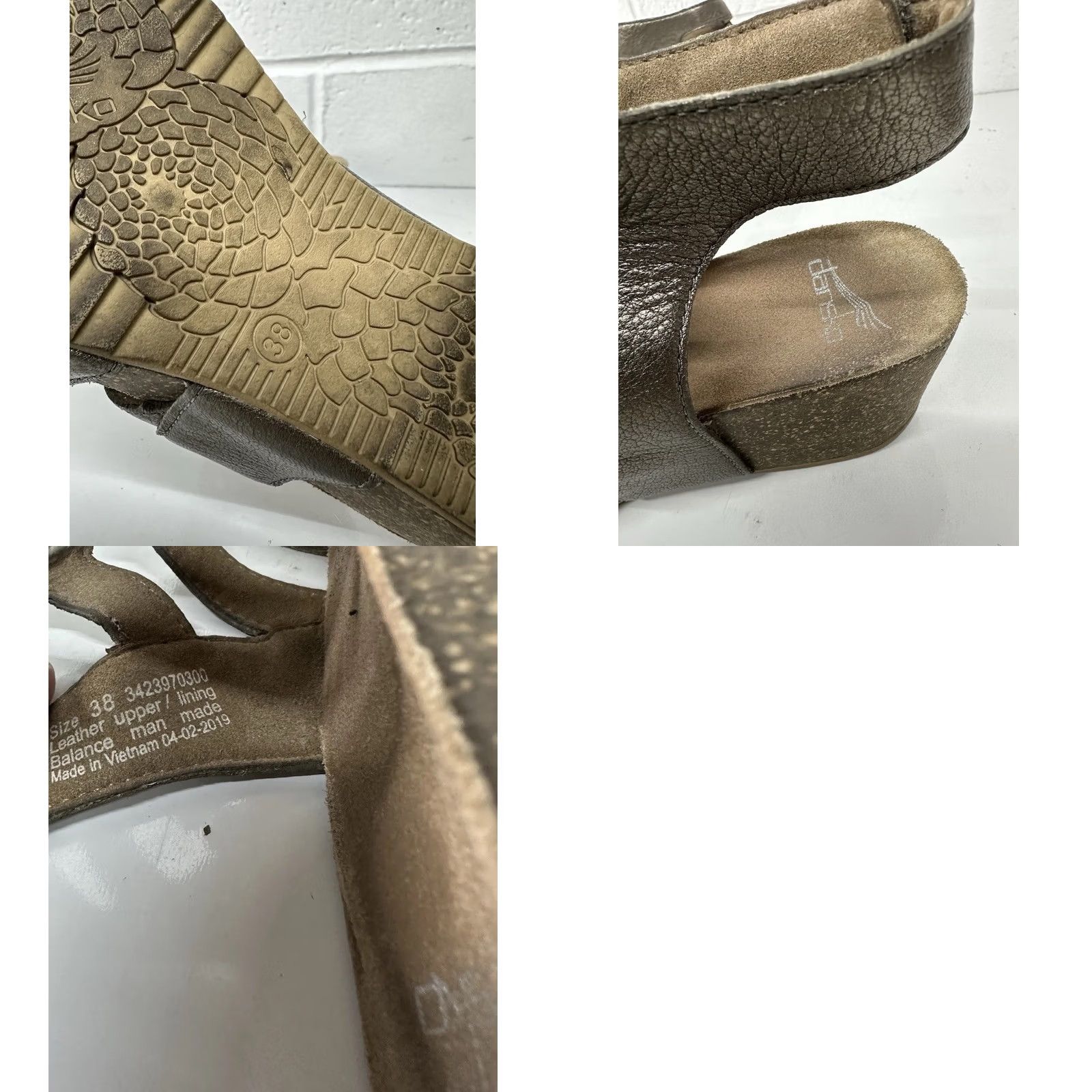 Dansko Dansko Selina Gladiator Wedge Sandal Metallic Pewter Napa Leather 38 US 7 Womens Size US 7 / IT 37 - 8 Thumbnail