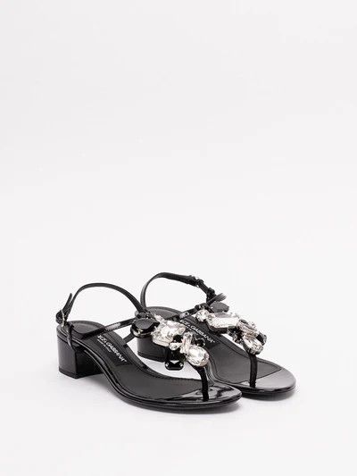 Dolce & Gabbana o1y0925 Leather Ankle Strap Thong Sandals in Black Size US 5.5 / IT 35.5 - 2 Thumbnail