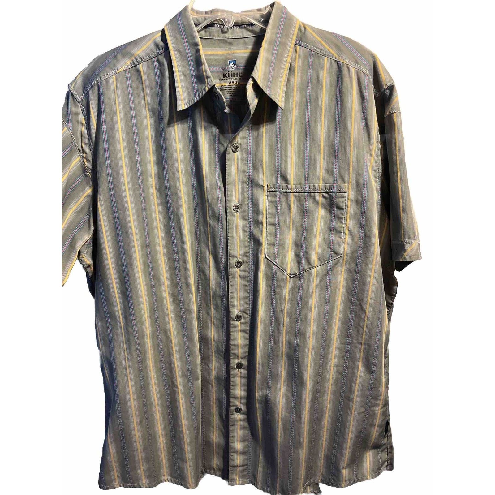 Kuhl Kuhl Men's L Gray Striped Button Down SS Cotton Poly Shirt Size US L / EU 52-54 / 3 - 1 Thumbnail