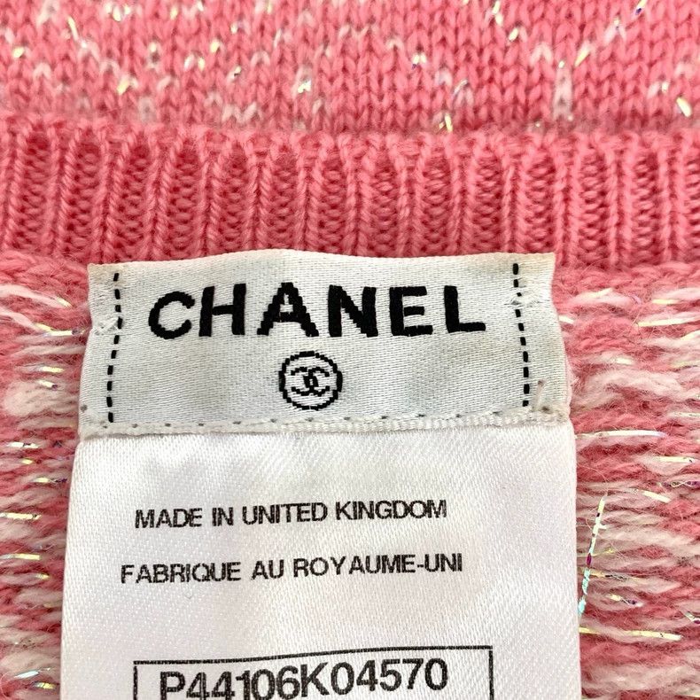 Chanel ChanelGemstone-decorated round-neck pink jacquart cashmere Size M / US 6-8 / IT 42-44 - 6 Thumbnail