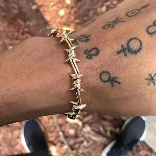 Bead Bracelet x Jewelry Punk Style Thorns Wire Bangle Bracelet in Black/Silver/Gold, Men's