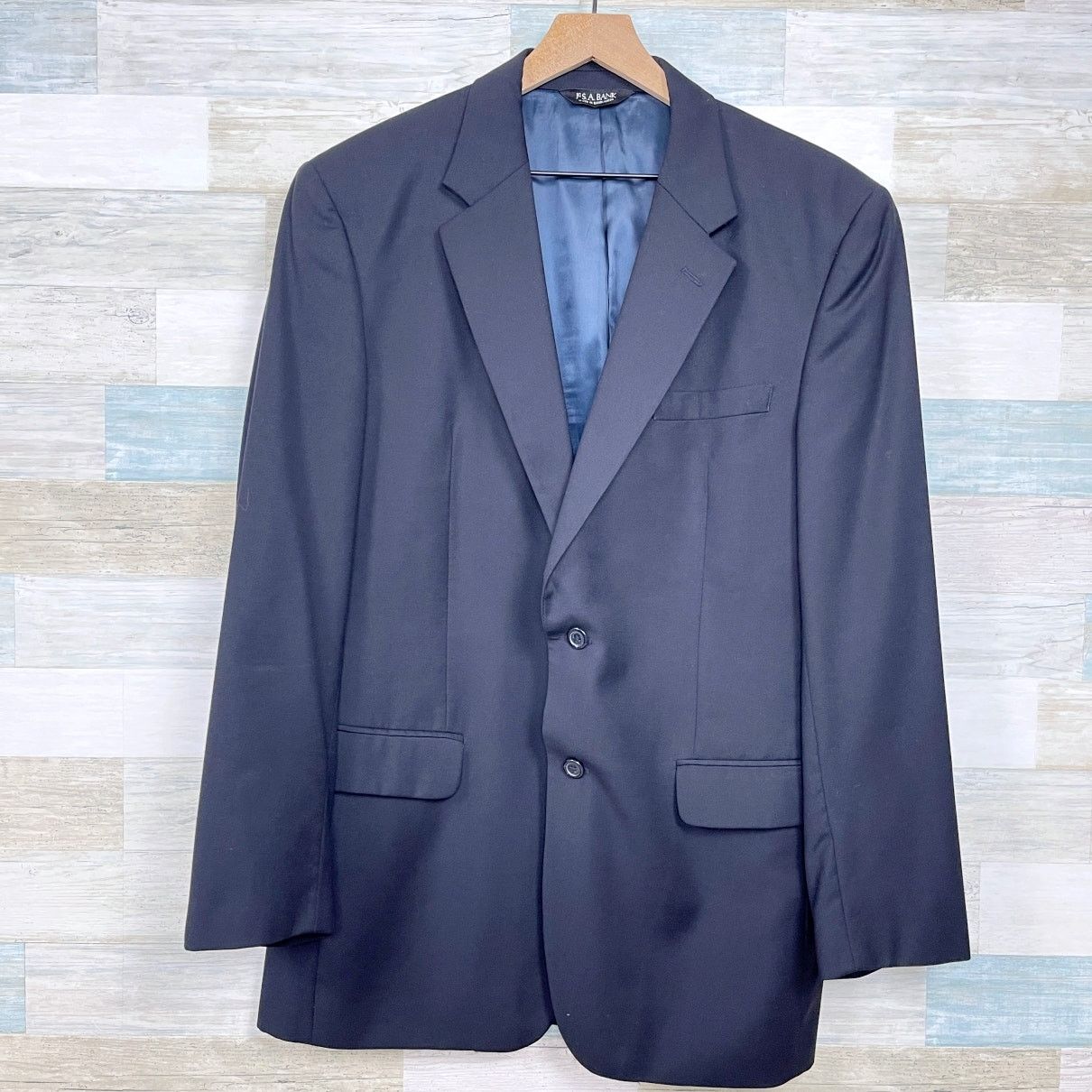 Jos. A. Bank Jos A Bank Wool 2 Piece Suit Black Two Button Mens 43L 37L Size 42L - 2 Thumbnail