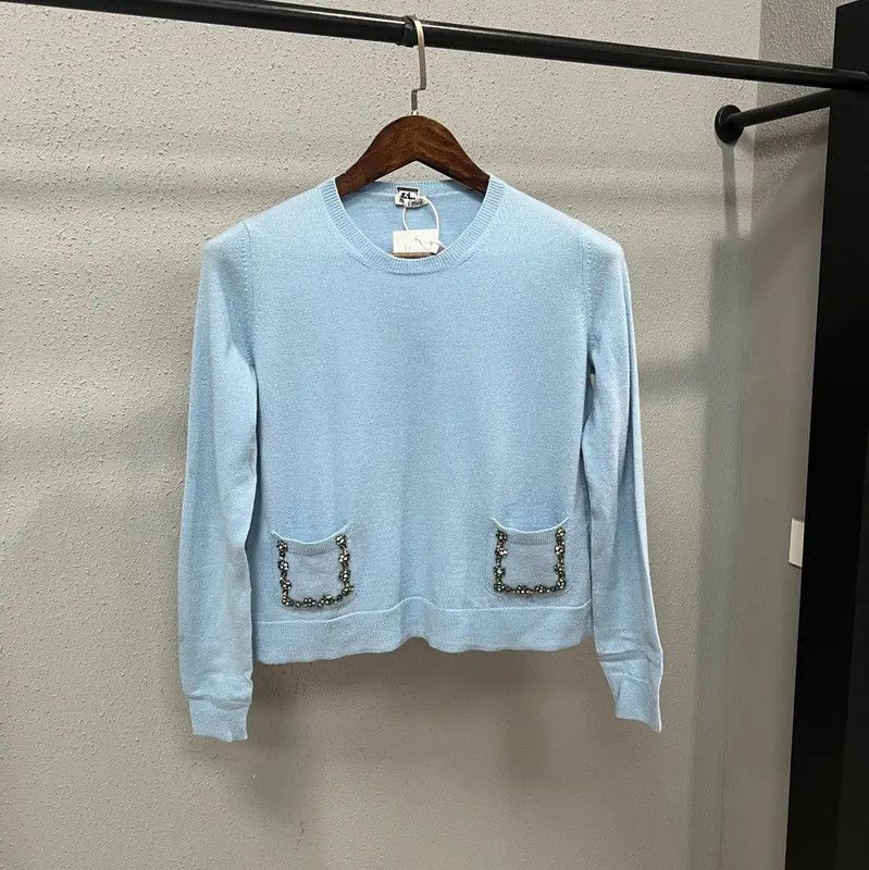 Miu Miu Miu Miu Light Blue Wool Pullover Sweater 0089 Size M / US 6-8 / IT 42-44 - 1 Thumbnail