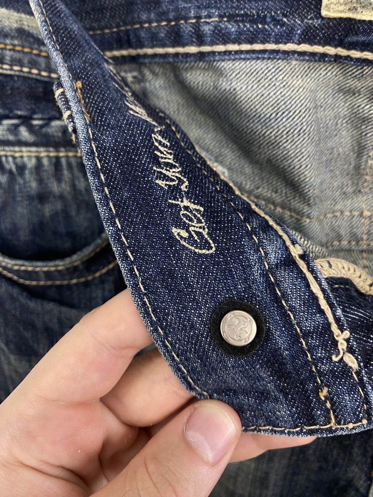 4GSELLER 🇯🇵 Y2K MEK Denim USA Trashed Faded Japan Style Jeans Rare Size US 34 / EU 50 - 16 Thumbnail