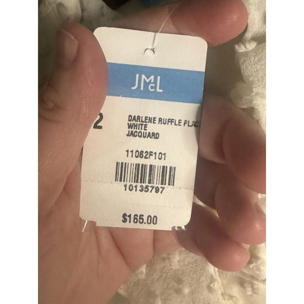 J.McLaughlin J. McLaughlin Women's 2 White Jacquard Darlene Ruffle Blous Size XS / US 0-2 / IT 36-38 - 4 Thumbnail