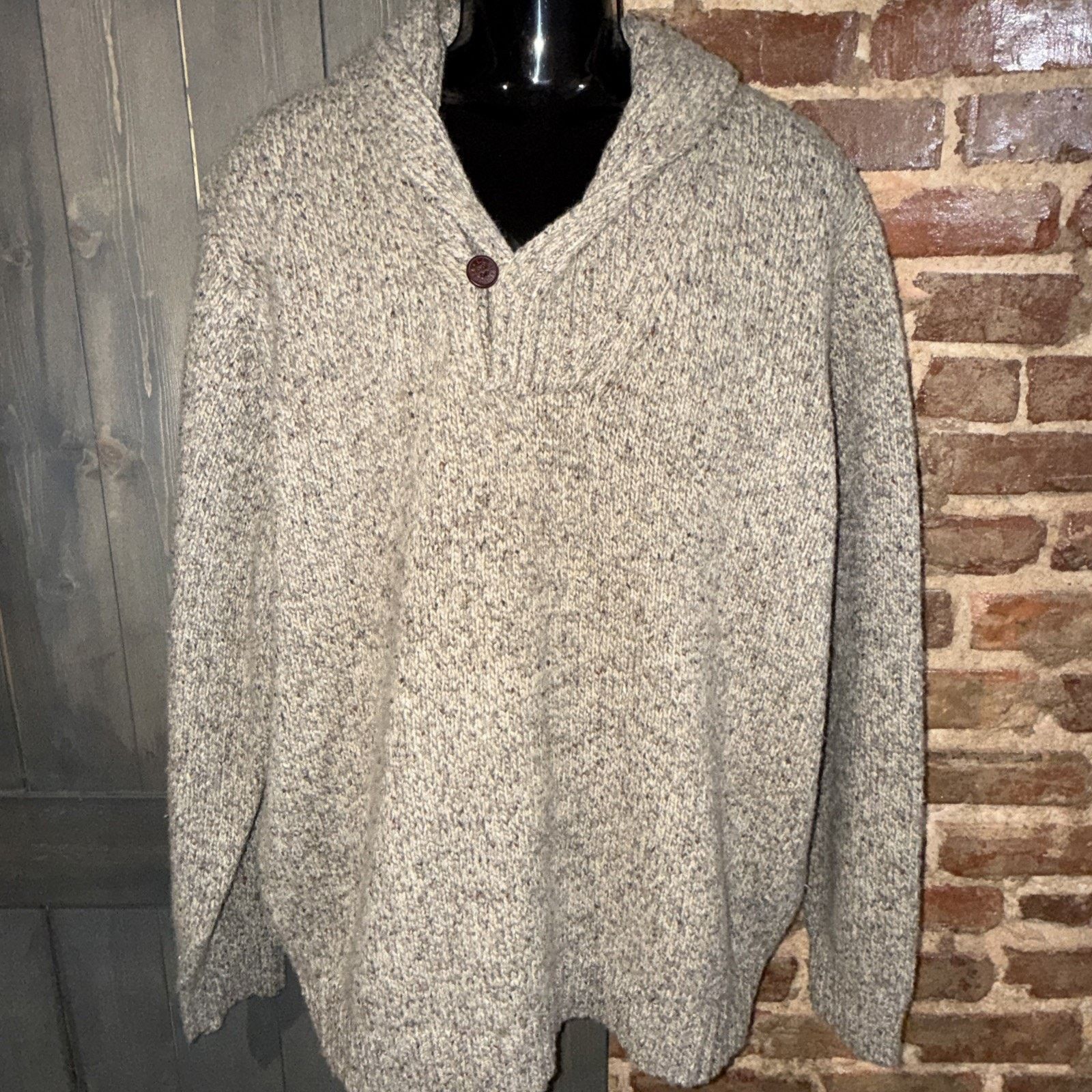 L.L. Bean Chunky Knit Shawl Collar Sweater Men’s XXL Wool Blend EUC Size US XXL / EU 58 / 5 - 2 Thumbnail