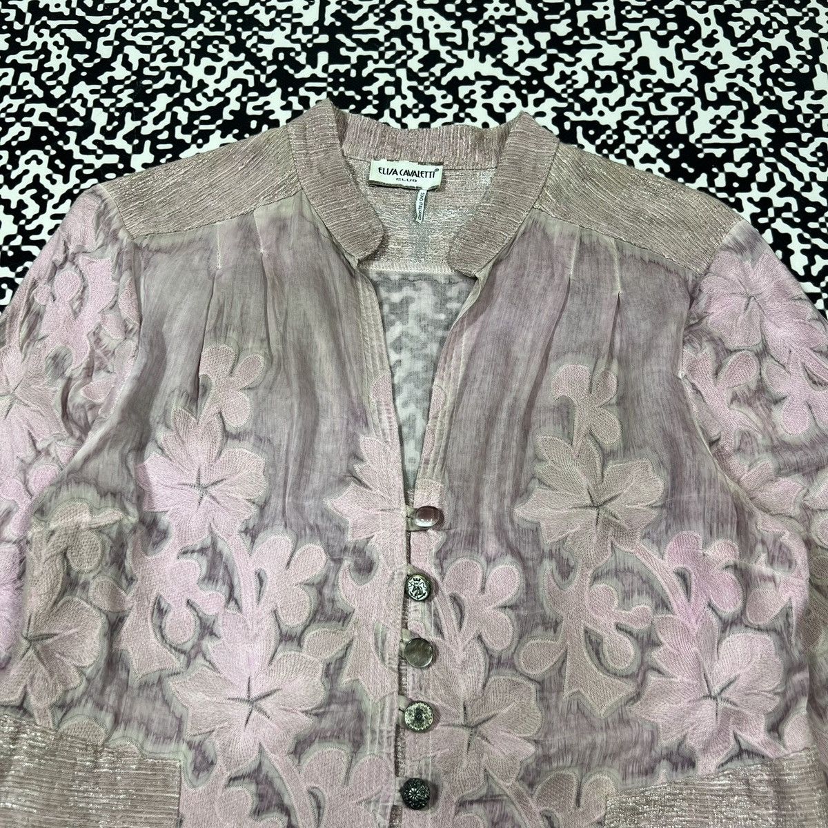 Elisa Cavaletti Vintage Y2K Elisa Cavaletti Silk Linen Luxury Floral Blazer Size M / US 6-8 / IT 42-44 - 12 Thumbnail