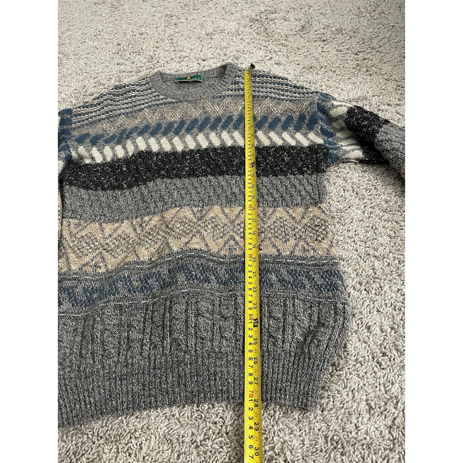 Montagut Vintage Montagut Sweater Mens Large Gray Pattern Knit Italy Size US L / EU 52-54 / 3 - 15 Thumbnail